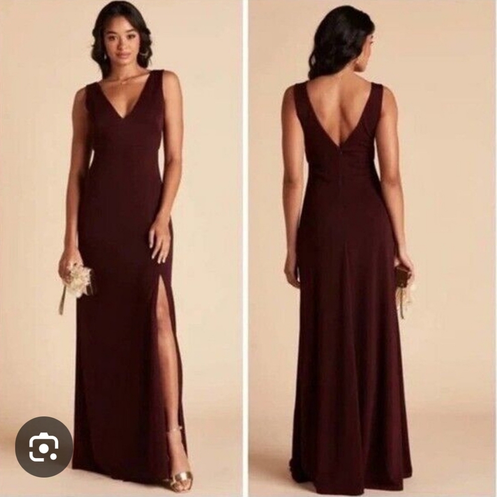 Birdy Grey Gown, Size XL, Lined, Burgundy, VNeck, Back Zip, Sleeveless,‎ Elegant